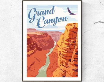 Affiche vintage restaurée du Grand Canyon / Impression / Impression de voyage en Amérique / Affiche de voyage / Art mural de mode / Décor vintage / Décoration intérieure / Rétro