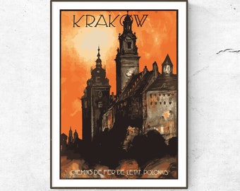 Restored Vintage Krakow Poster / Print / Poland Travel Print / Fashion Print / Vintage Poster / Retro Print / Travel Wall Art / Home Decor
