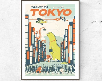Japan vintage travel poster vintage illustration of Japan birthday gifts retro wall art print wall decoration idea travel inspiration