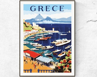 Restored Vintage Greece Poster / Print / Greece Travel Print / Travel Poster / Fashion Print / Vintage Wall Art / Retro Poster / Greek Gifts