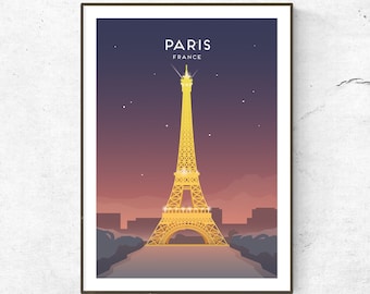 Paris Poster / Print / Eiffel Tower Print / Paris Skyline Print / France Travel Poster / Paris Gift Ideas / Illuminated Eiffel Tower