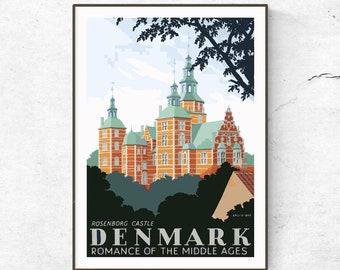 Restored Vintage Denmark Poster / Print / Denmark Travel Print / Travel Poster / Fashion Print / Vintage Print / Home Decor / Retro Wall Art