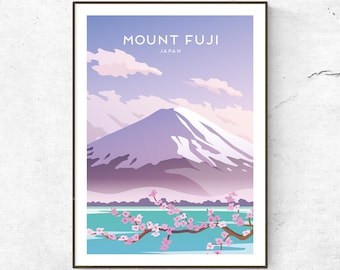 Mount Fuji / Japan Poster / Print / Japan Travel Print / Travel Poster / Fashion Decor / Vintage Print / Home Decor / Retro Wall Art /