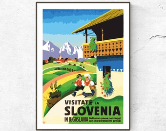 Restored Vintage Slovenia Poster / Print / Travel Print / Fashion Print / Vintage Poster / Retro Print / Travel Wall Art