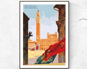 Restored Vintage Siena Poster / Print / Italy Travel Print / Travel Poster / Fashion Print / Vintage Poster / Home Decor / Dressing Room