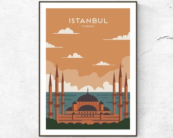 Istanbul Poster / Print / Turkey Travel Print / Travel Poster / Blue Mosque Poster / Fashion Print / Gift Ideas / Retro Poster / Home Decor