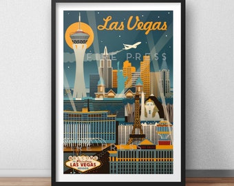 Restored Las Vegas Poster / Print / America Travel Print / Travel Poster / Fashion Poster / Vintage Print / Home Decor / Retro Art