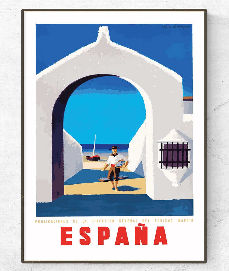 Restored Vintage Spain Poster / Print / Spain Travel Print / Etsy