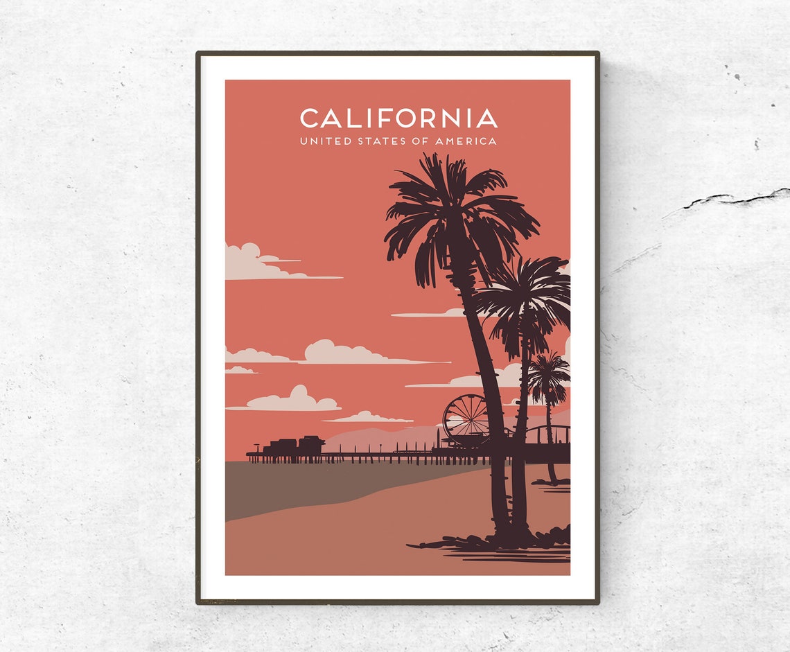 California Poster / Print / USA Travel Print / Travel Poster / Etsy