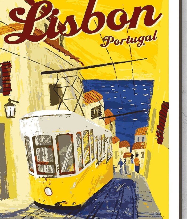 Restored Vintage Lisbon Poster / Print / Portugal Travel Print / Travel Poster / Fashion Print / Vintage Poster / Home Decor / Retro Art image 4