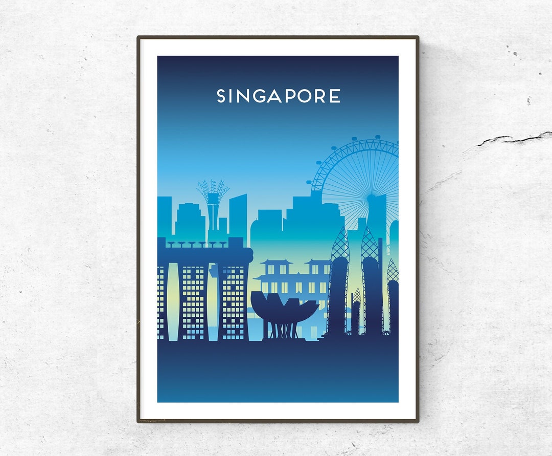 Singapore Print / Poster / Singapore Skyline / Travel Poster / Etsy
