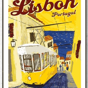 Restored Vintage Lisbon Poster / Print / Portugal Travel Print / Travel Poster / Fashion Print / Vintage Poster / Home Decor / Retro Art image 3