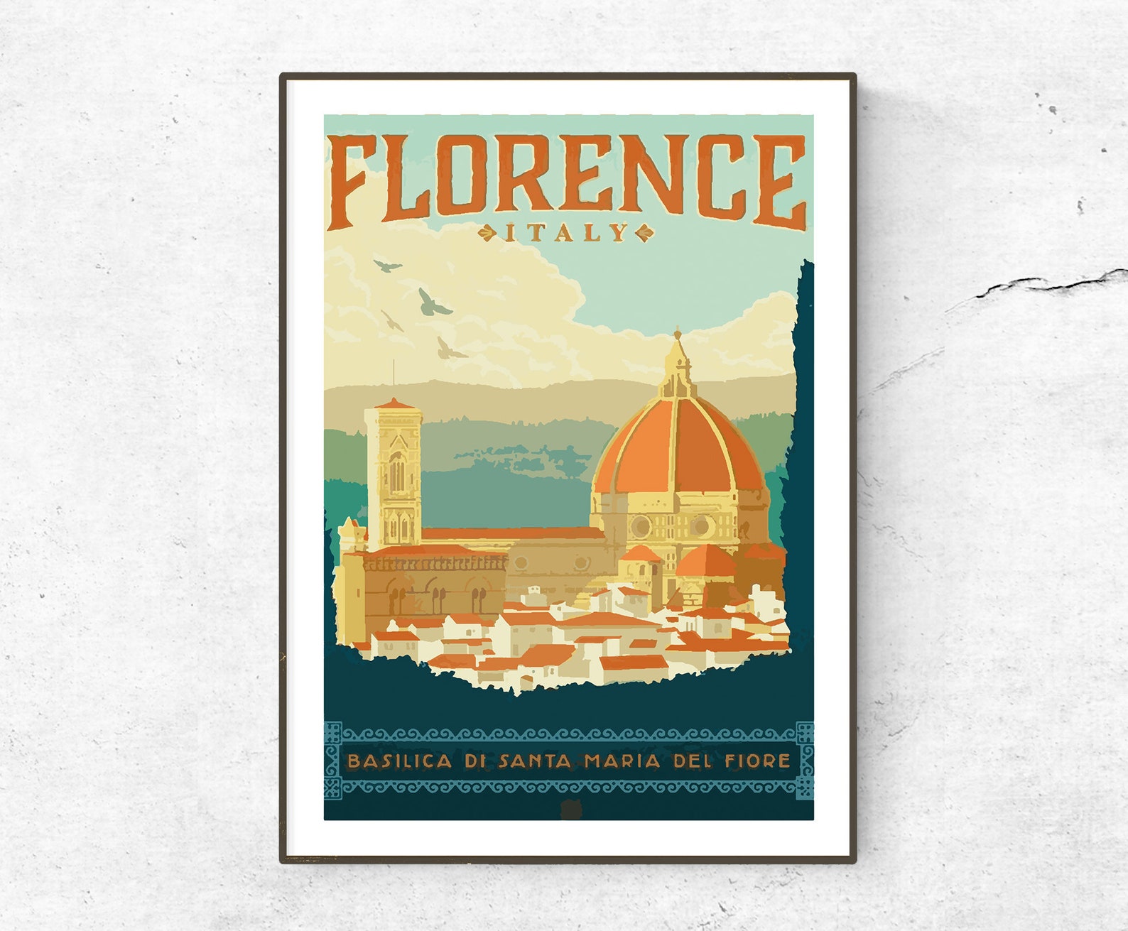 Restored Vintage Florence Poster / Print / Italy Travel Print Etsy