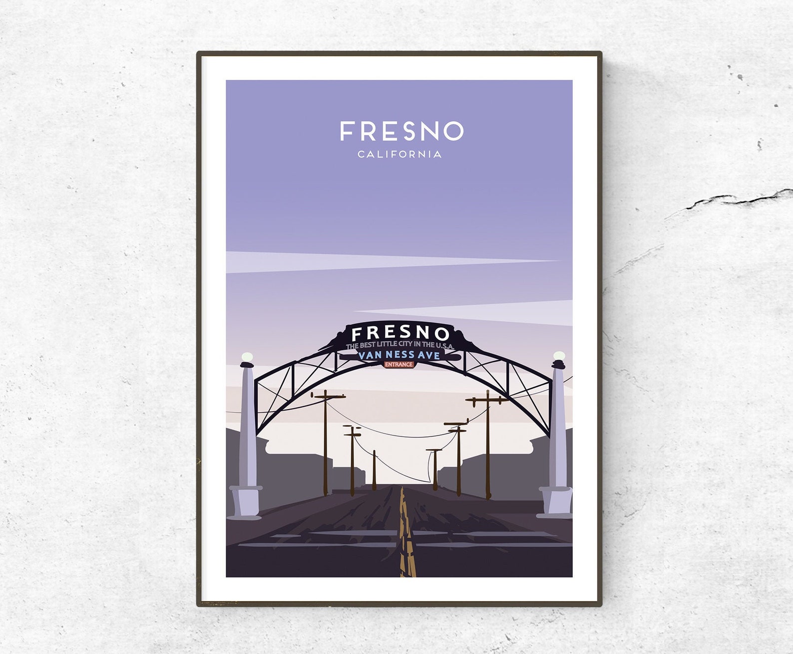 Fresno Poster / Print / USA Travel Print / Travel Poster / Etsy