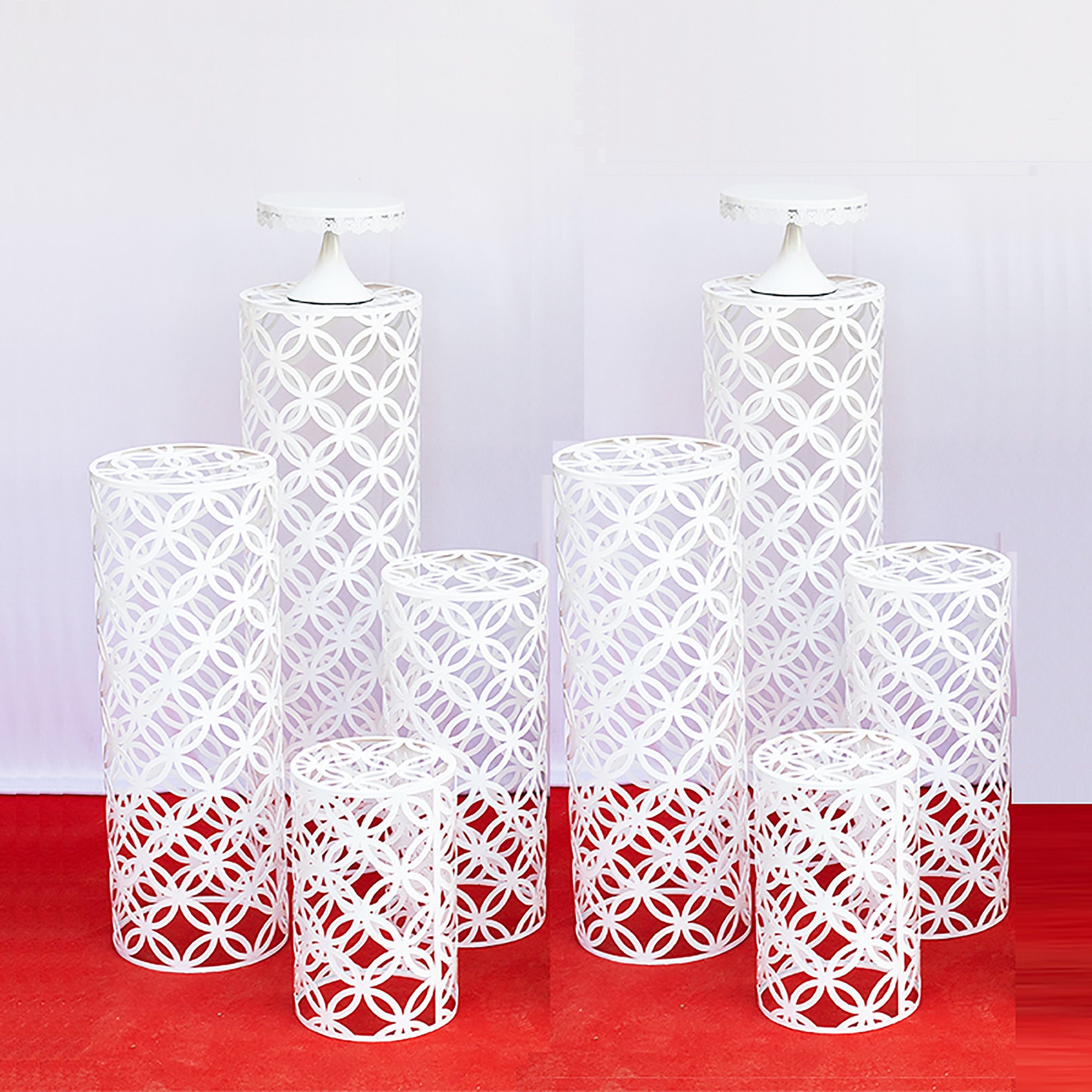 Set of 4 Gold Pedestal Table Stand Hollowed Plinth Pillars for Wedding ...