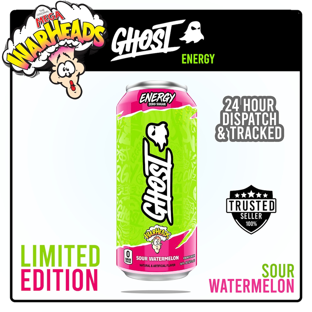 X2 Warheads Ghost Energy Drink Sour Watermelon 473ml Prime Can Etsy UK