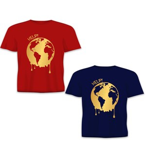 Help Melting World Earth Save The Planet World Climate Change Environment Science Eco Nature T Shirt image 2
