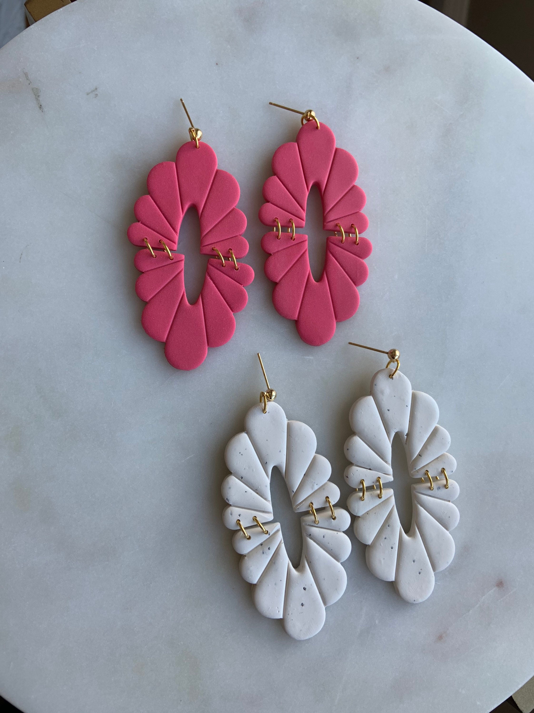 The delilah Large Dangle Earring Clay Earring Hot Pink Etsy