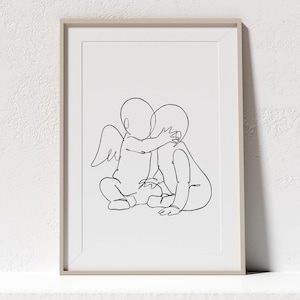 Twin Angel Baby Wall Decor | Twin Loss One Line Drawing | Twin Miscarriage Wall Art | Twin Pregnancy Loss | instant DIGITAL DOWNLOAD