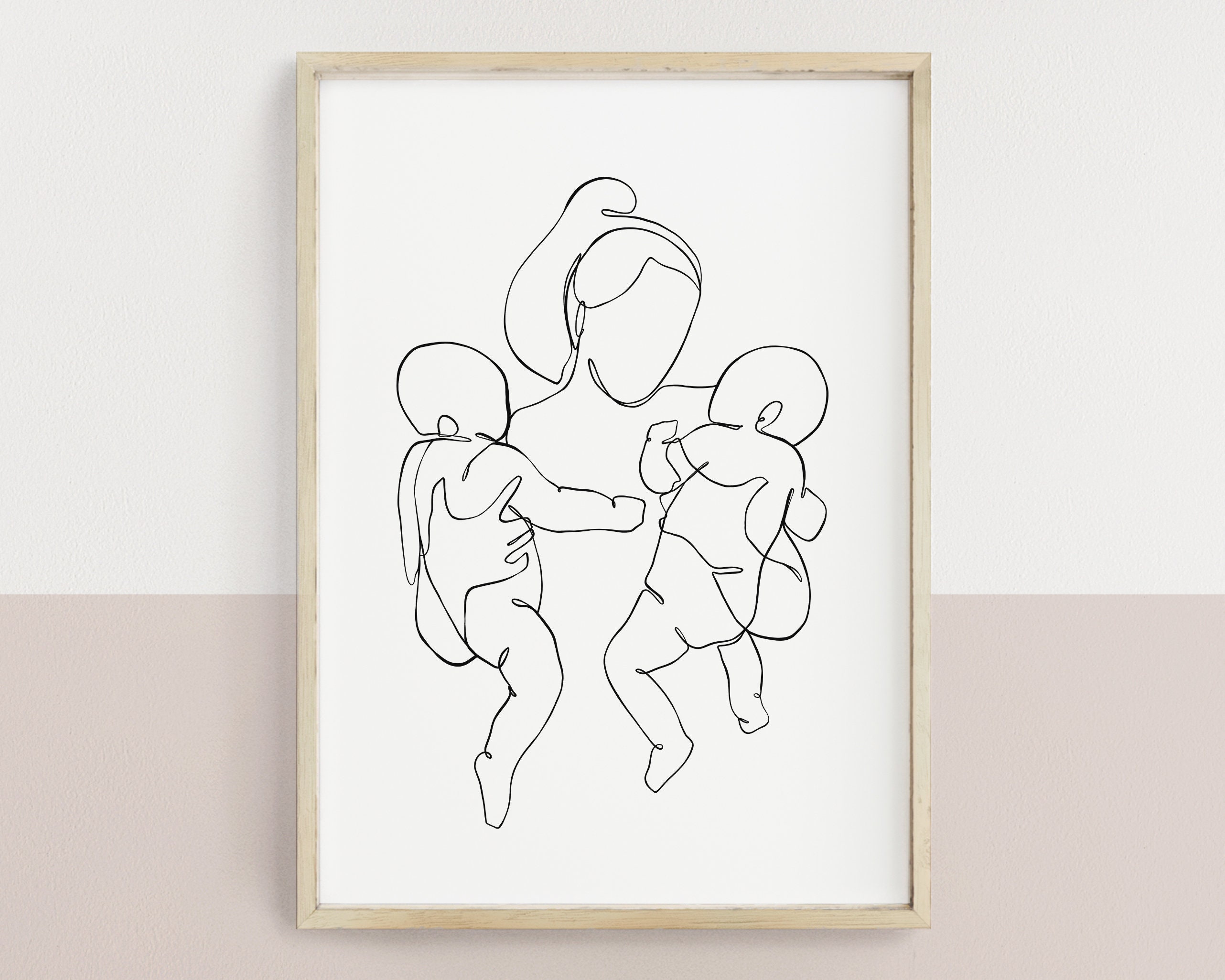 tweeling kinderkamer kunst print, afdrukbare Lineart wallart, genderneutrale kinderkamer print, boho art print, DIGITALE DOWNLOAD