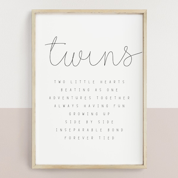 Twins" Baby room sign wall art | neutral twin nursery wall decor | minimal nursery design | quote sign for baby twins | DIGITAL DOWNLOAD