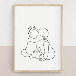 Twin nursery wall decor | modern one line drawing of twins | a boy and a girl twins | minimalist nursery wall art | instant DIGITAL DOWNLOAD