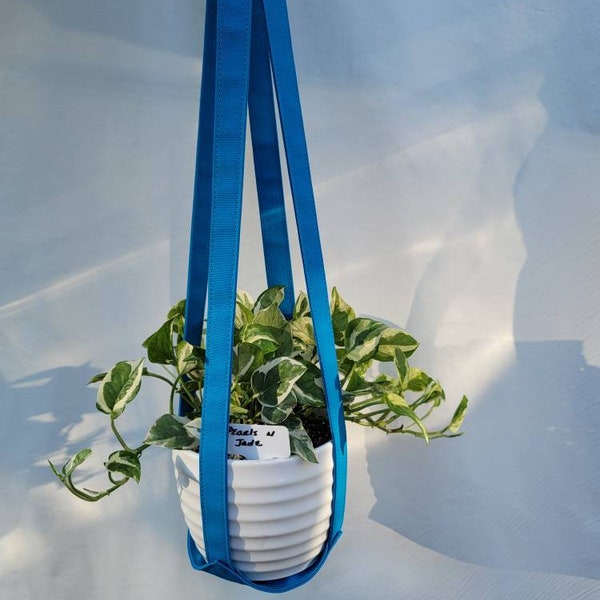 Bright Aqua Blue Duck Cloth Fabric Plant Hanger Sling