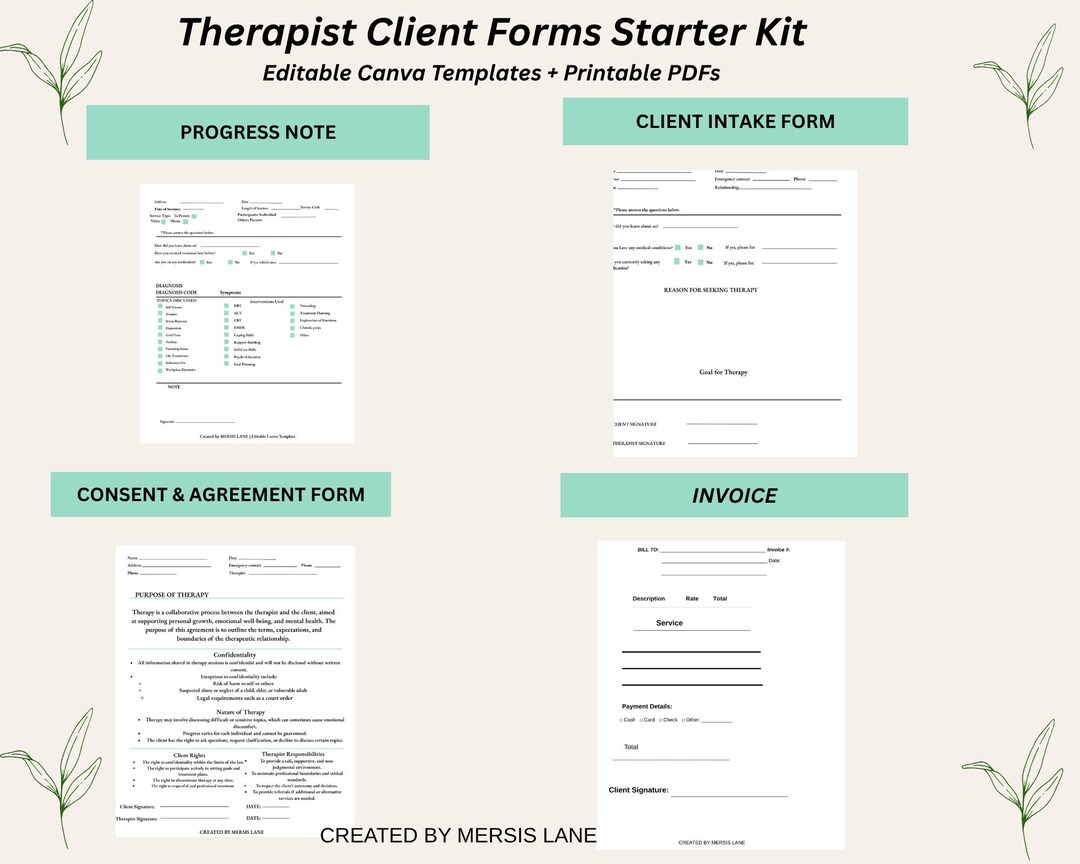 Therapist Client Forms Starter Kit - Etsy