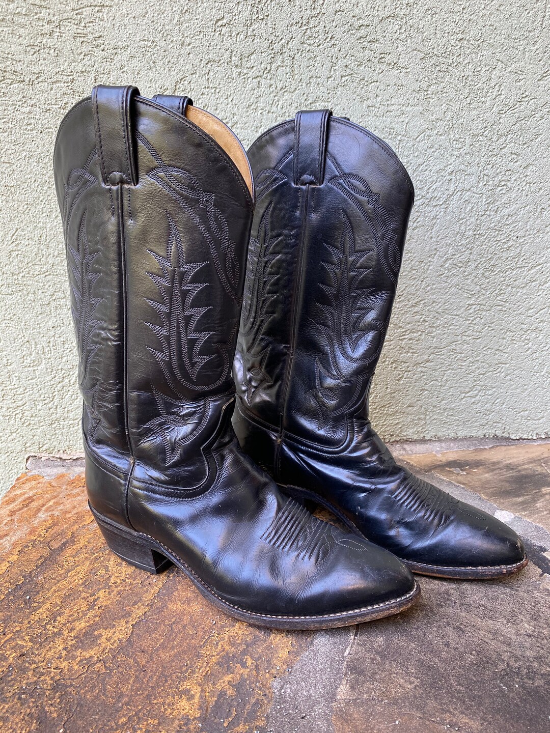 TONY LAMA Men\'s Sz 9D Black Elephant Leather Boots Lug Sole Style 8613 Tony Lama | Shoes | Tony Lama Mens Sz 9d Black Elephant  main image 2