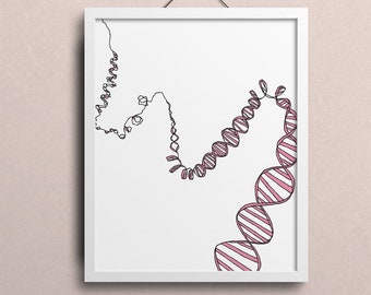 ADN art biologie dessin téléchargement numérique. Ajoutez cette belle impression scientifique à votre décor mural ou au mur de votre galerie!