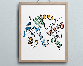 Molecular biology digital download, science art print. Add this pretty protein structure to your gallery wall!