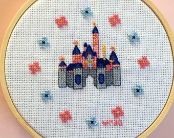 Sleeping Beauty Castle Disneyland Mini Cross Stitch Pattern