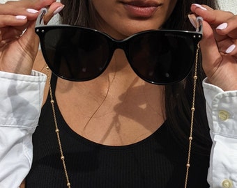 Chaîne et collier de lunettes de soleil - Or 18 carats, argent, or rose, plaqué bronze - Masque, lunettes, porte-lunettes de soleil