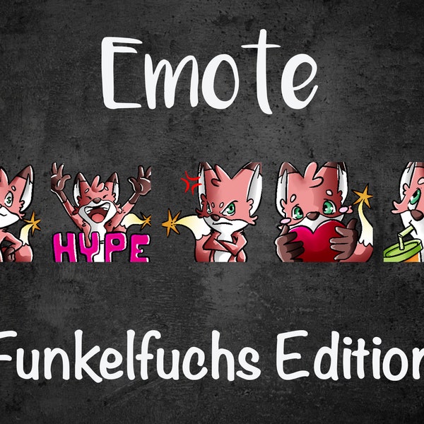 Emotes - Twitch Paket - Funkelfuchs Edition - Stream emote Hype Hi Herz / Tier Tiere Lustig