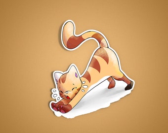 Vinyl Sticker - Tired Cat as a hologram or transparent sticker