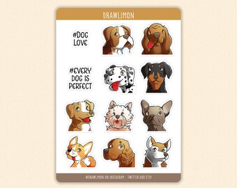 12 pieces sticker sheet - for all dog lovers