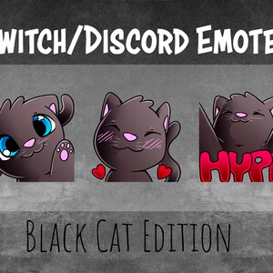 Emotes - Twitch Paket - Schwarze Katze Edition - Stream emote Hype Hi Herz / Katzen Kater Tier Tiere Lustig