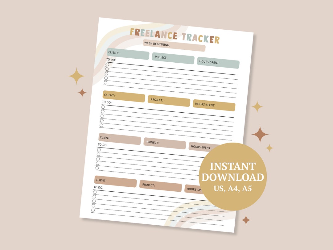 Freelance Tracker Printable Tracker Instant Download Work Planner ...