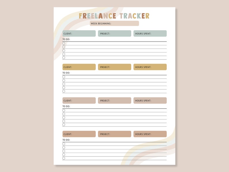Freelance Tracker Printable Tracker Instant Download Work Planner ...