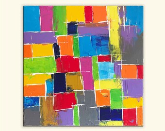 Original Abstract Painting on Canvas | Colorful Abstract painting for wall decor | Modern Art for office wall decor