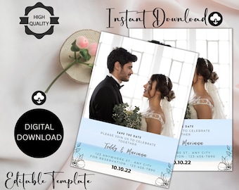 Modern wedding invitation template, Instant download Elegant Wedding Invites, Simple Wedding Invitation Printable Template Invitations