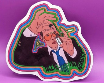 Johnny Depp Fear and Loathing Sticker, Hunter S Thompson, Trippy Art, gift for movie lovers