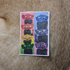 Rainbow goblins stickers, art stickers, rainbow decals, primus stickers, music lover decal, gift for friends, rainbow monsters, primus fan
