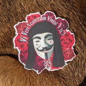 V for vendetta scarlet roses sticker, v for vendetta sticker, v sticker, v for vendetta, revolutionary sticker, gift for friend, statement
