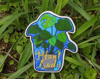 Trippy Plant Lady sticker,  plant sticker, plant lady sticker, green thumb, plant lover sticker, plants sticker, gift for family and friends