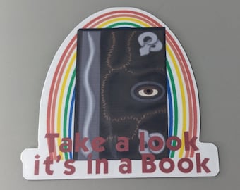 Reading rainbow take a look it's in a book sticker, spell book sticker, reading rainbow sticker, hocus pocus sticker, halloween sticker,