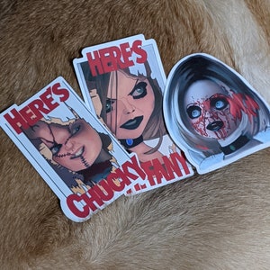 Chucky sticker pack, Chucky stickers, bride of Chucky stickers, horror stickers, horror movie lover gifts, gift for friends, sticker packs