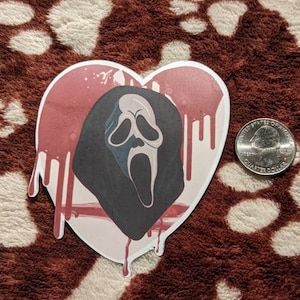 Ghostface Heart Sticker, Scream sticker, Scream Ghost face sticker, horror movie sticker, scream movie sticker, horror movie, scream