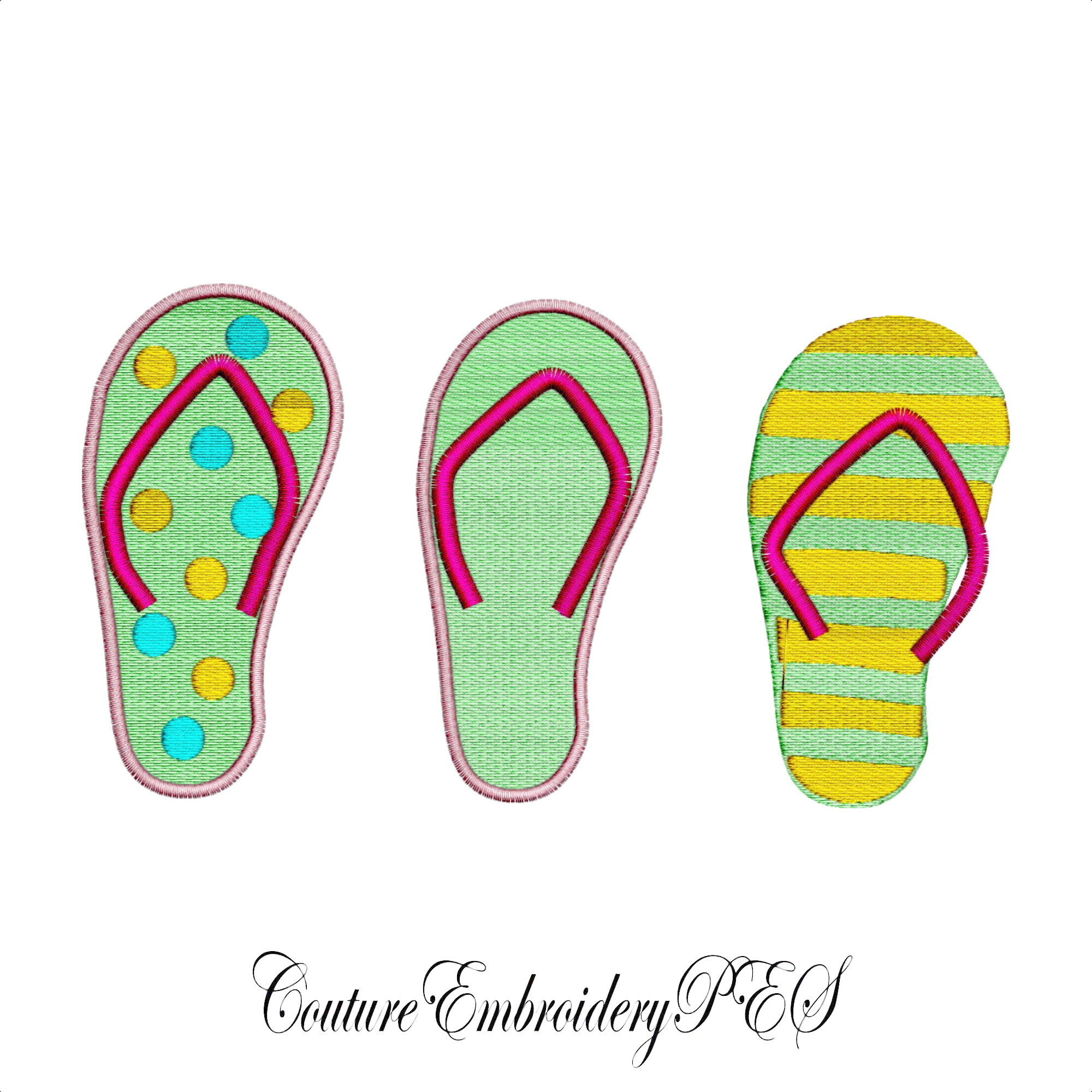 Beach slippers flip flops machine digital embroidery design | Etsy
