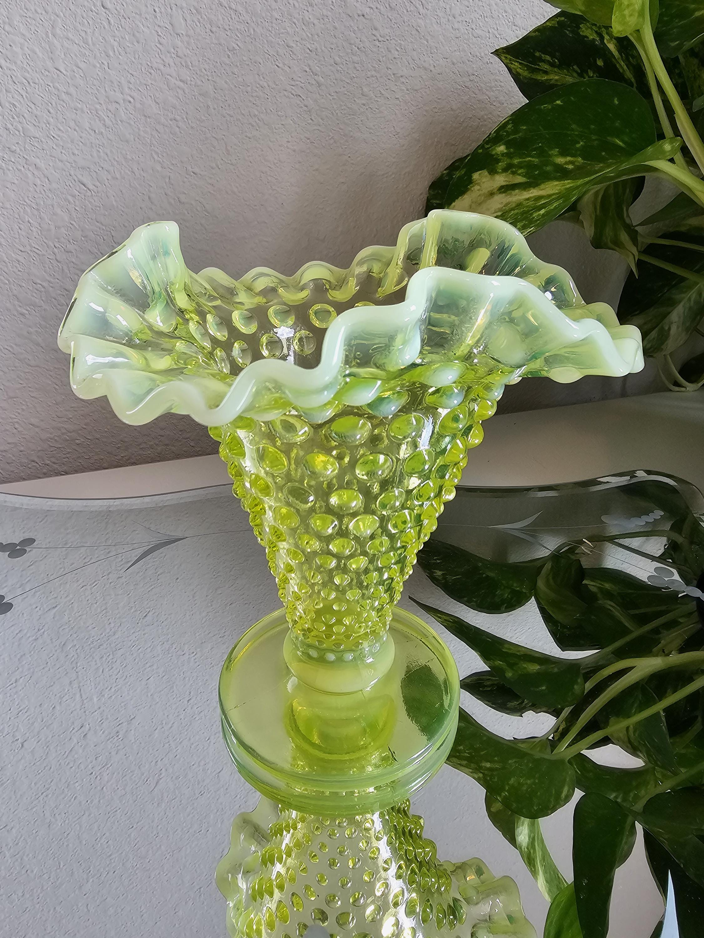 Fenton Hobnail Vaseline Vase - Etsy